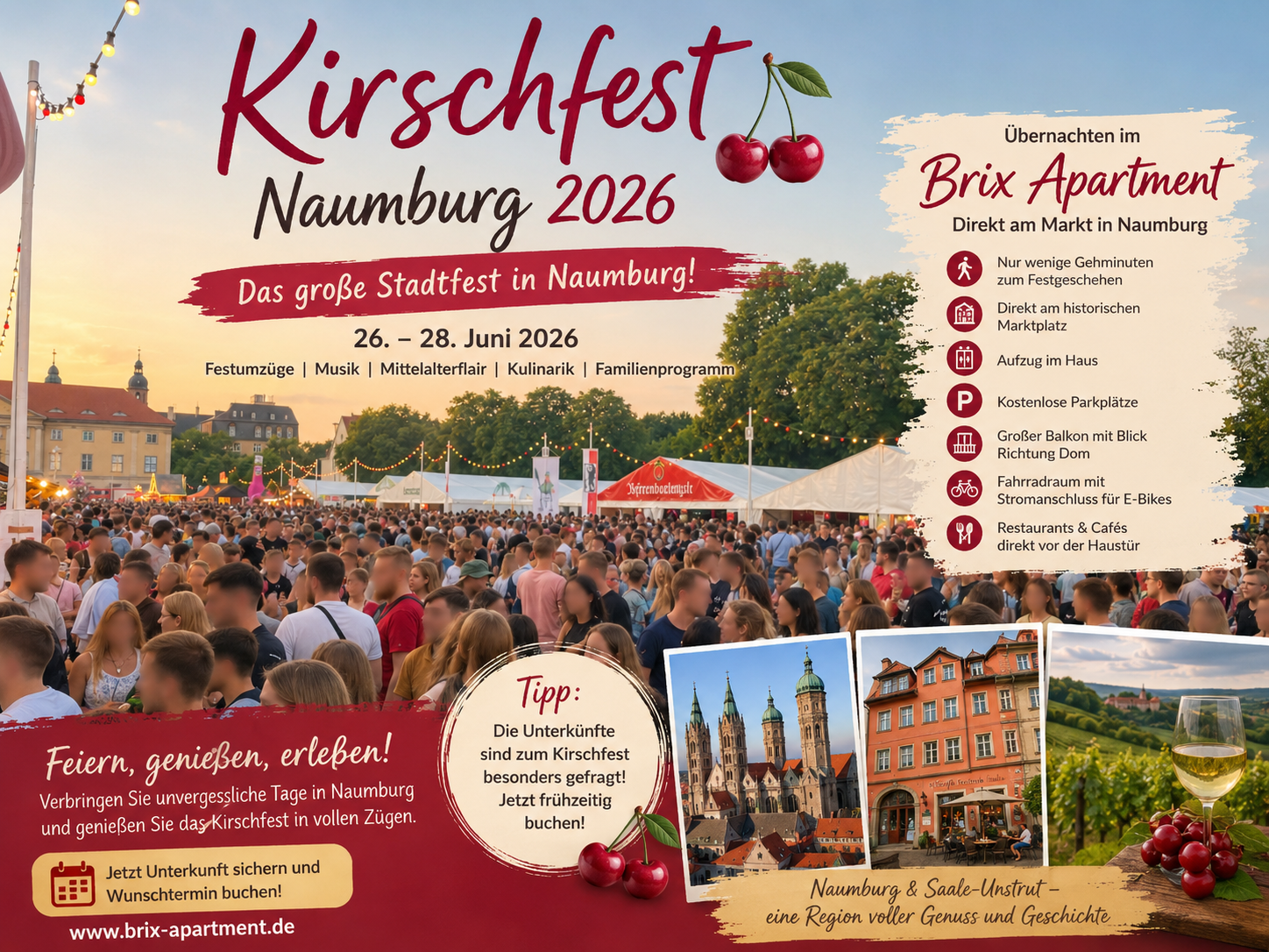 🍒🌸 Kirschfest Naumburg 2026 – Jetzt Unterkunft sichern! 🌸🍒